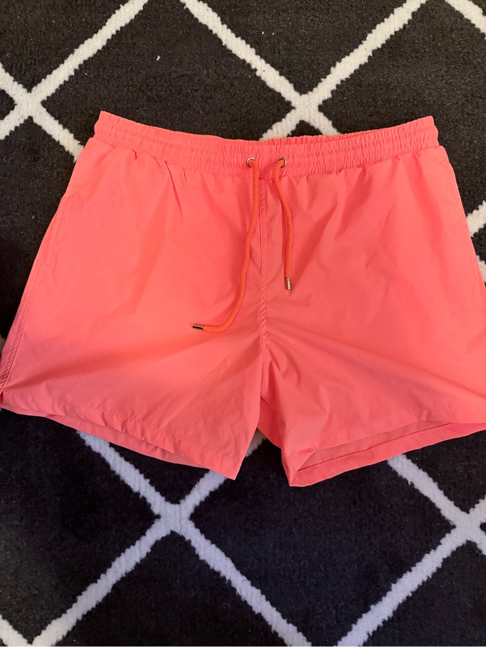 Fashion Nova Men's Coral Swim Trunks - Lightweight Drawstring Shorts